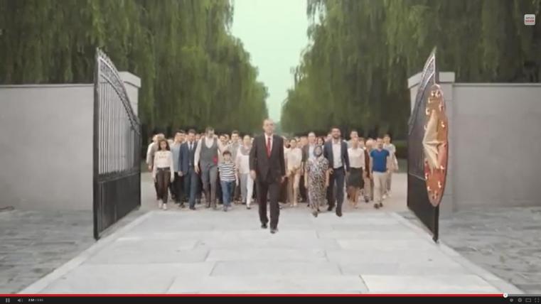 Erdogan seen as leading Turkey into a new era in a recent commercial for his Presidential campaign