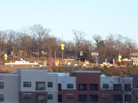The Nativity Scene across the water facing downtown Branson