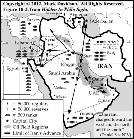 Map #1. The original map showing possible Iranian military advances during the Second Signpost. (From Hidden In Plain Sight, Nov. 2011)