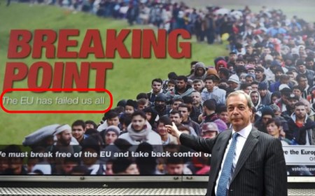 Nigel Farage, head of the UK Independent Party (UKIP) and one of the greatest supporters of the Brexit.  The ad he stood in front of had a tagline on it which I found might end up being the final tag line for supporters of the Roman Antichrist theory.