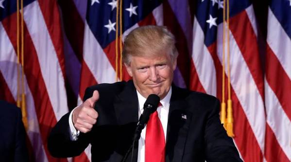 U.S. President-elect Donald Trump gestures as he speaks at election night rally in Manhattan, New York, U.S., November 9, 2016. REUTERS/Mike Segar
