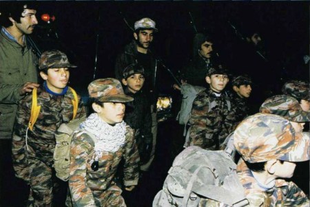 Children soldiers of the Basij sent to the front line during the Iran-Iraq War thirty years ago.