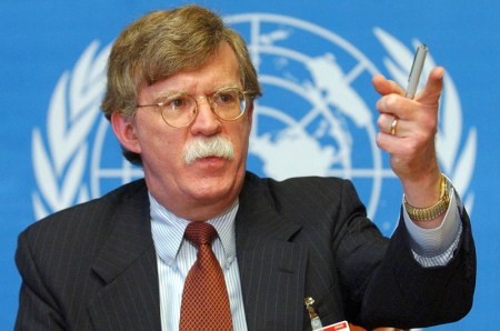 Undersecretary of State John Bolton speaks during a news conference at the United Nations in Geneva, Switzerland, in this Jan. 24, 2002 file photo.  Although presidential nominees are usually approved there have been exceptions and the latest fury surrounding Bolton, picked by President Bush as the next U.S. Ambassador to the United Nations, has people wondering if he may be one of those exceptions.  (AP Photo/Keystone, Laurent Gillieron, File) ** SWITZERLAND OUT **